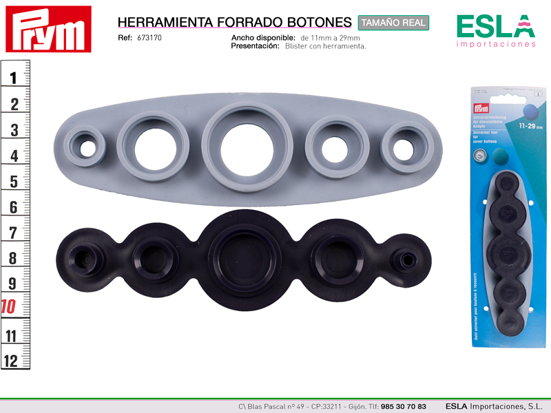 Herramienta universal para forrar botones de 11 - 15 - 19 - 22 - 29mm