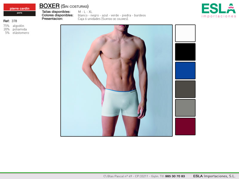 Boxer sin costuras, Pierre Cardin, Ref 378