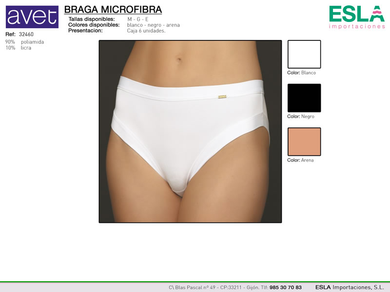 Braga microfibra sin marcas, AVET, Ref 32460