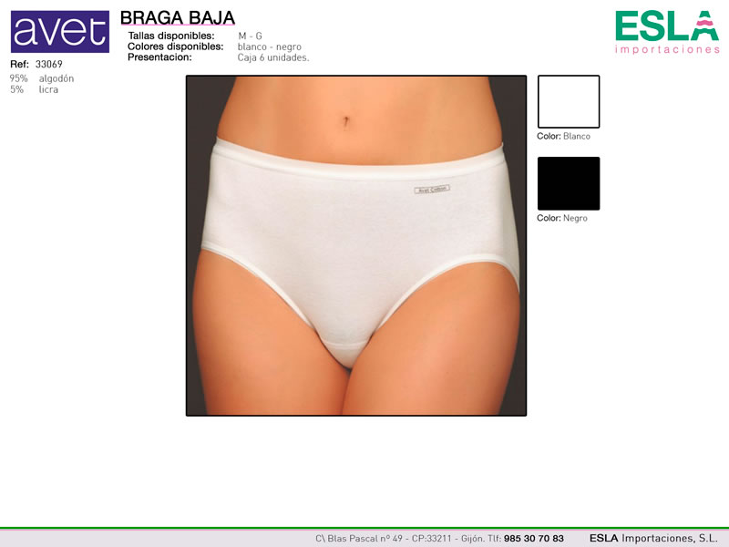 Braga clasica, baja, Avet Cotton, Ref 33069