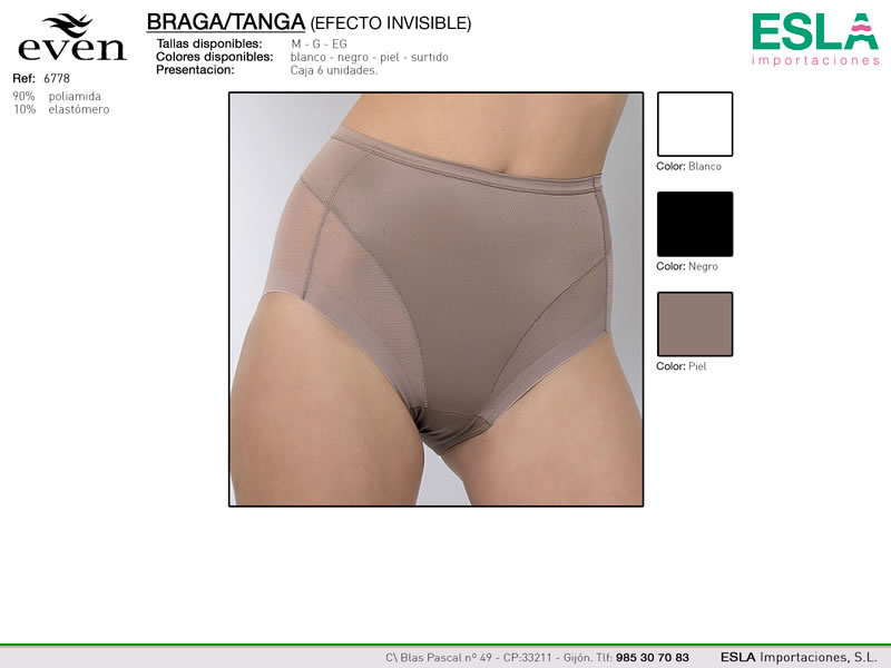 Braga sin marcas, Efecto tanga, Even, Ref 6778 