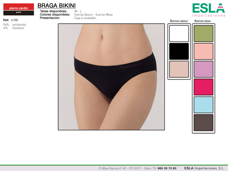 Braga baja, lisa, sin costuras, Pierre Cardin, Ref 6100