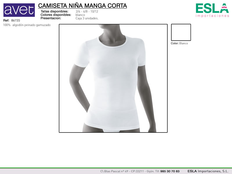 Camiseta manga corta, Niña,Avet, Ref 86155