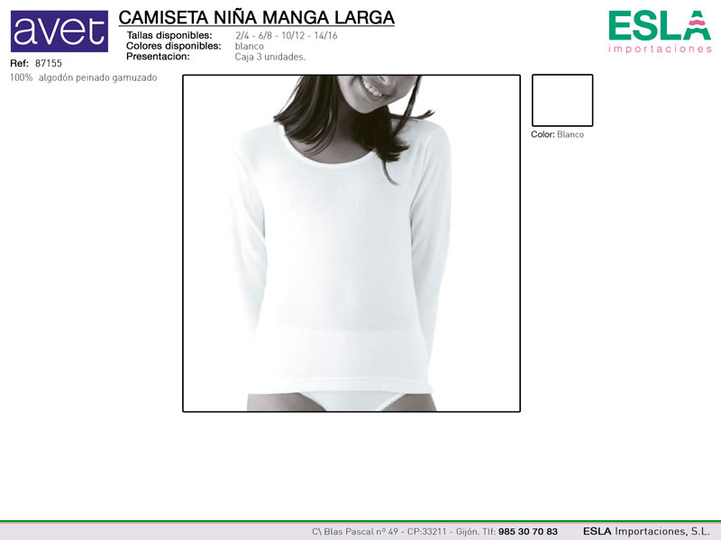 camiseta manga larga, Niña, Avet, Ref 87155