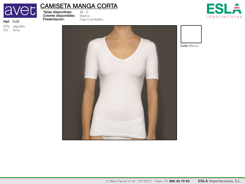 Camiseta manga corta, Cuello redondo, Avet, Ref 7628