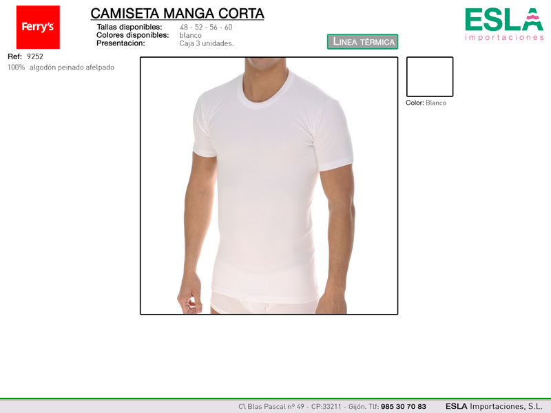 Ferry's CAMISETA MANGA CORTA AFELPADA TÉRMICA ADAPTABLE