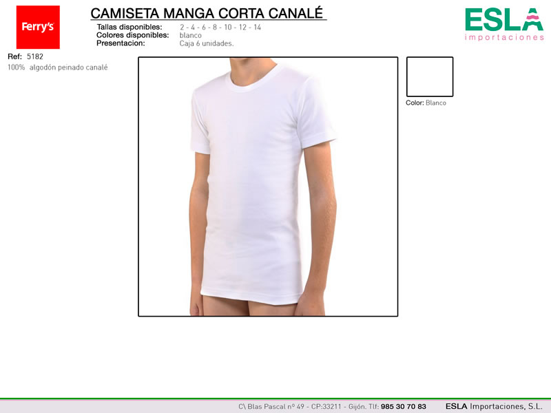 Camiseta manga corta, Ferrys, camiseta de niño, Ref 5182