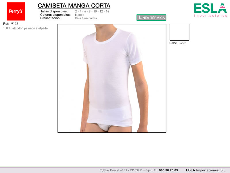 Camiseta manga corta, Linea térmica, Ferrys, Ref 9152