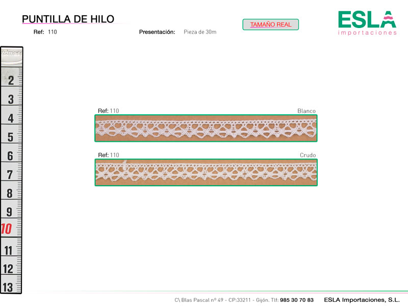 Puntilla de hilo, Ref 110, Blanco y crudo