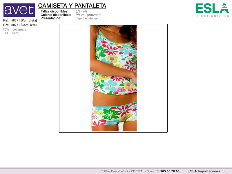 Conjunto camiseta pantaleta, Avet, Conjunto 48271, Ref 80271