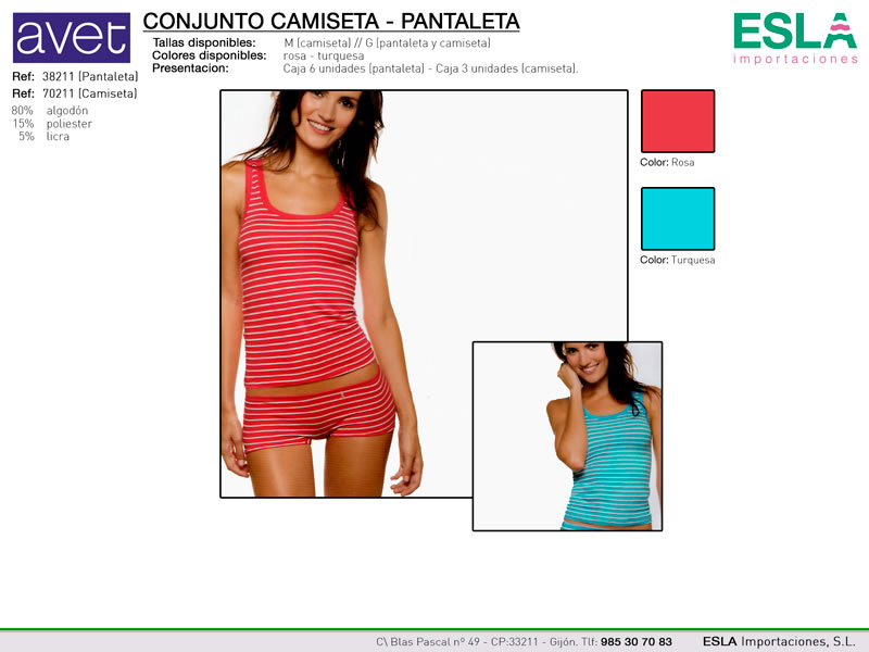 Conjunto camiseta Pantaleta, Avet, Conjunto 38211, Ref 70211