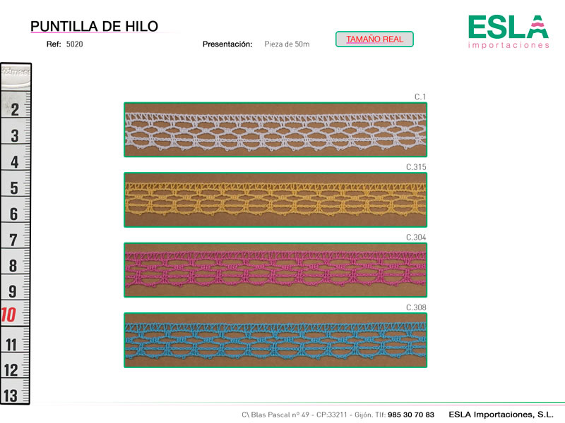 Puntilla de hilo de colores, Ref 5020 