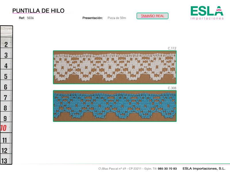 Puntilla de hilo de colores, Ref 5036