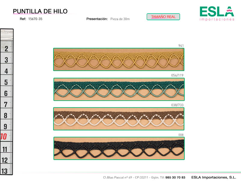 Puntilla de hilo de colores, Ref 15670-35