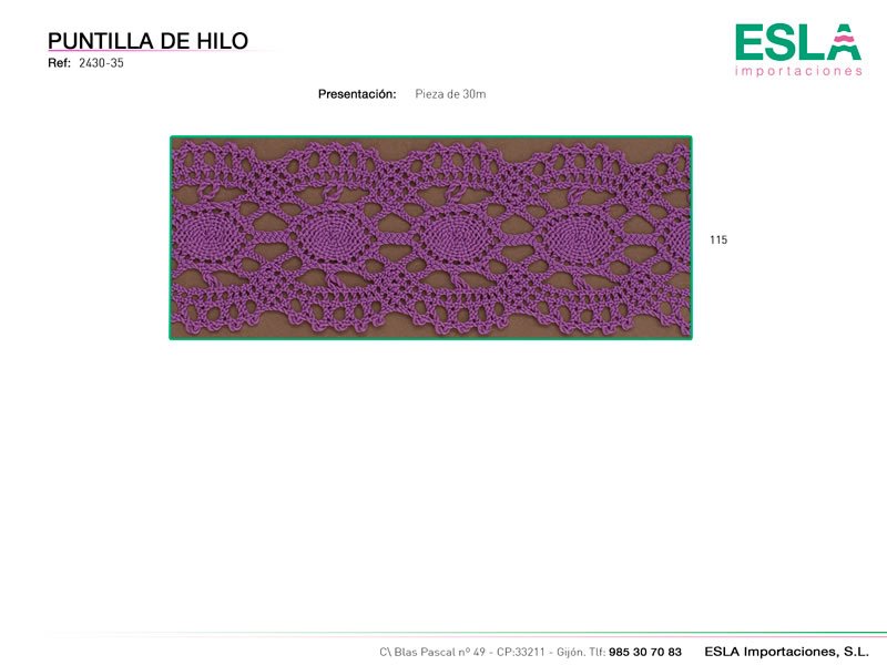 Puntilla de hilo de colores, Familia 2430-35, Ref 2430-35