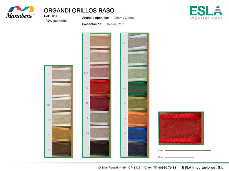 Organdi orillos raso, Manubens, Ref 851