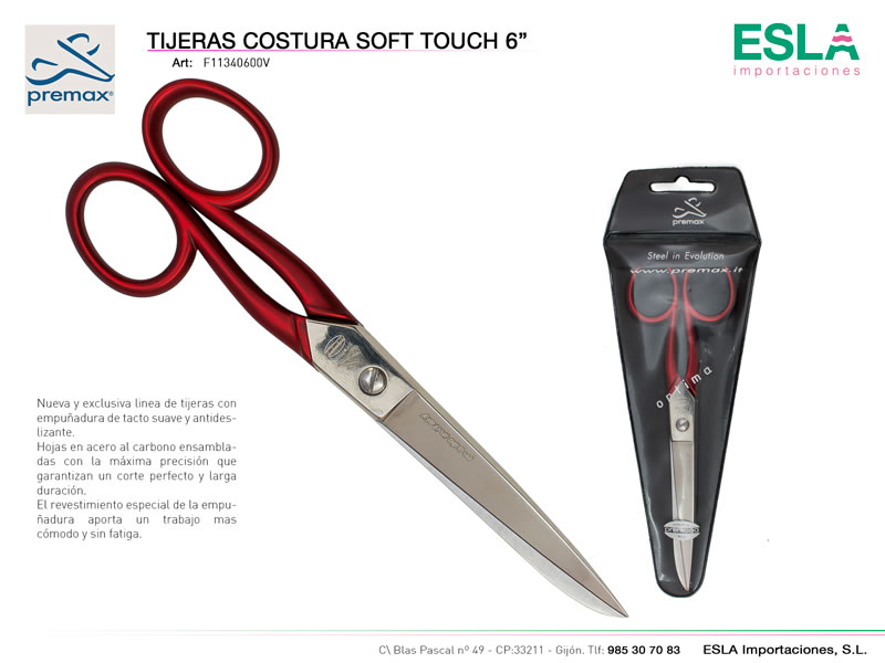 Tijera de costura 15cm, Soft touch, Premax, Ref F11340600V