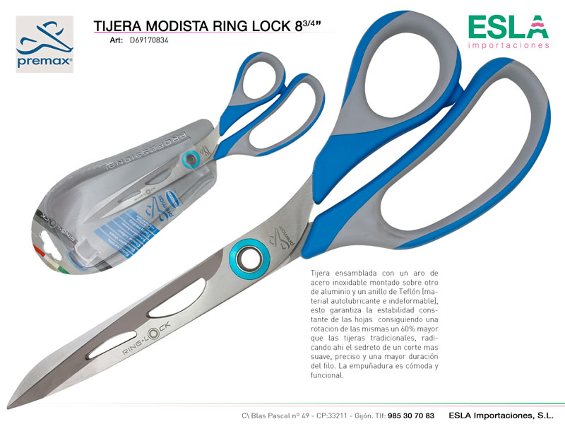 Tijera modista 22cm, Ring lock, Premax, Ref D69170834