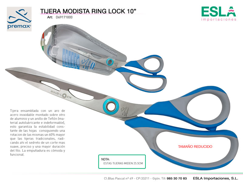 Tijera modista 25.5cm, Ring lock, Premax, Ref D69171000