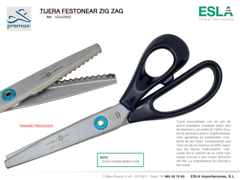 Tijera festonear 21cm, Ring lock, Premax, Ref V63620800