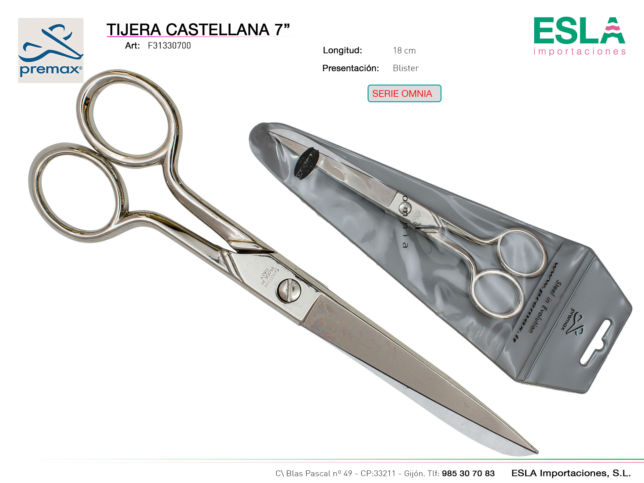 Tijera castellana 18cm, Premax, Serie omnia, Ref F31330700