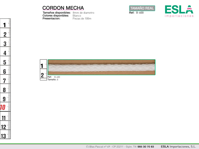 Cordón mecha, Ref B-600