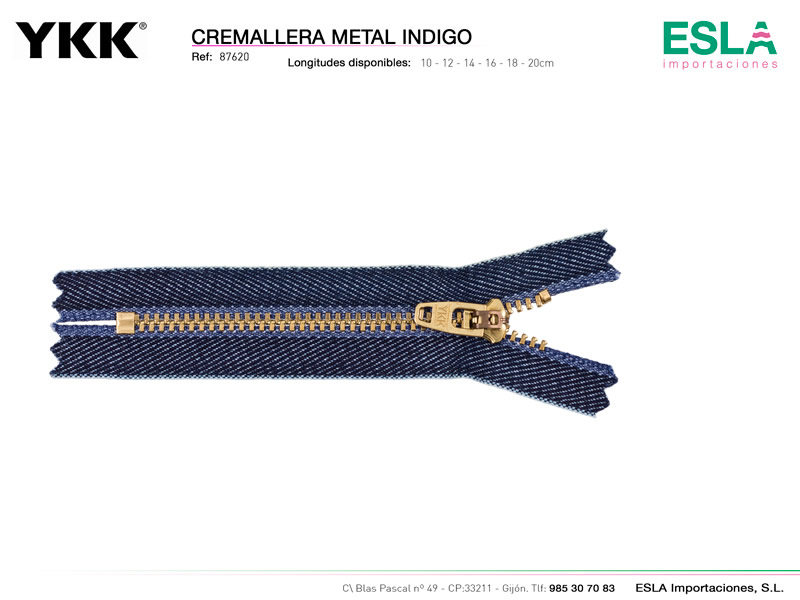 Cremallera metal indigo. Ref 87620