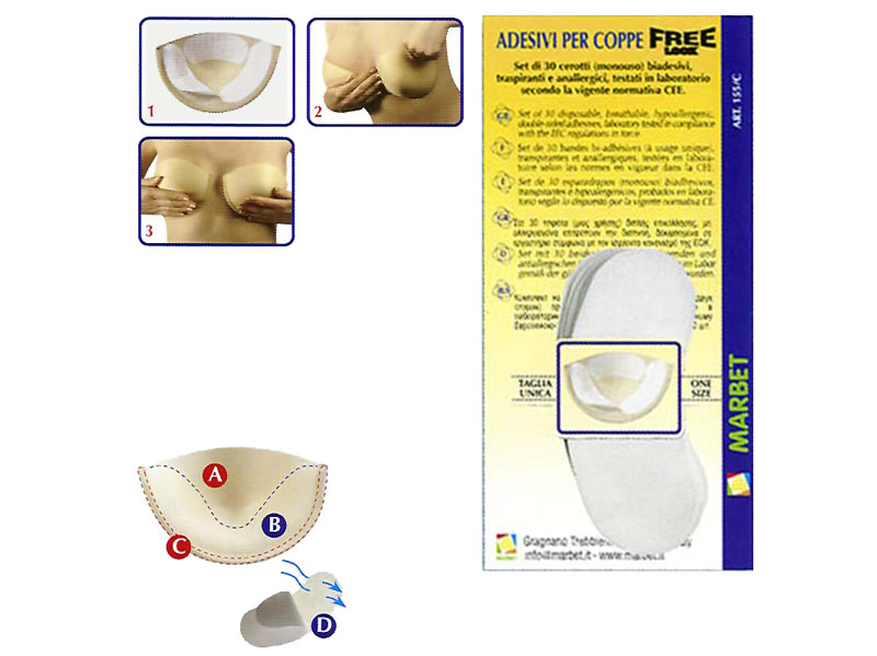 Blister con 30 adhesivos, doble cara, antialérgico, para copa Free look, Ref 155-C