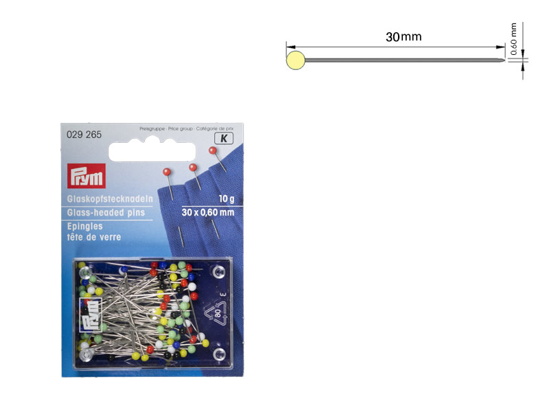 Alfiler cabeza de vidrio, PRYM, Ref 029265