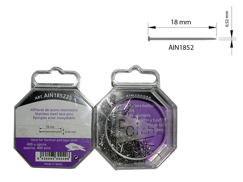 Alfileres acero inoxidable, caja 400 unidades, El jabalí, Ref AIN185225