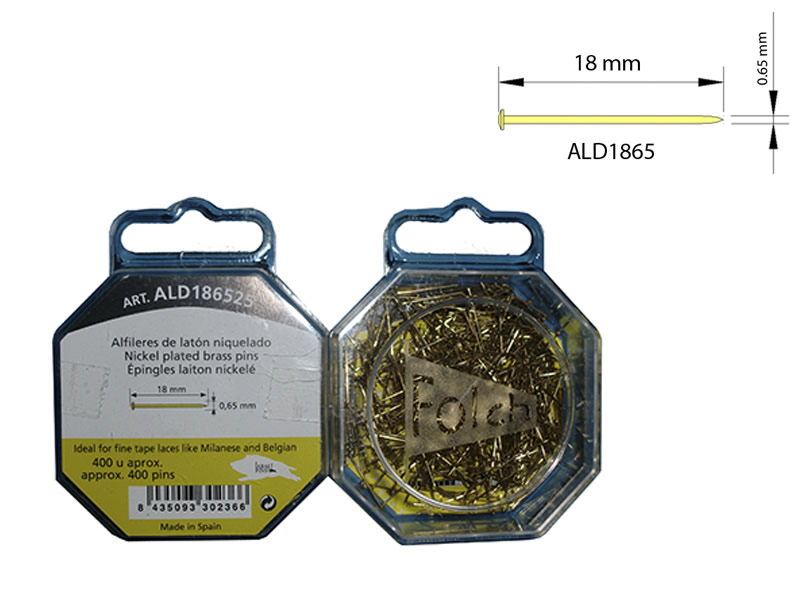 Alfiler latón, Caja de 400 unidades, Ref ALD186525