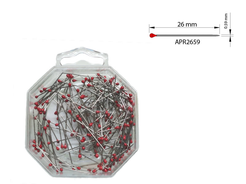 Alfiler cabeza de pera, Cabeza roja, Caja de 200 unidades, Ref APR265932