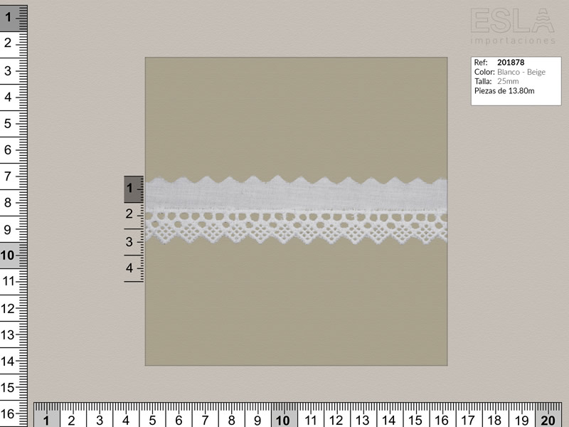 Tira bordada, Blanca y beige, Ref 201878
