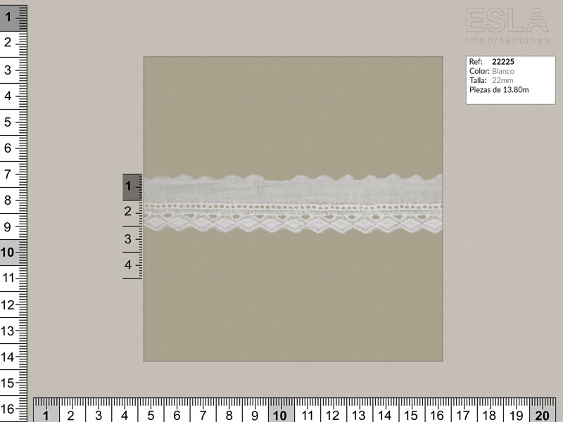 Tira bordada, Blanco, Ref 22225