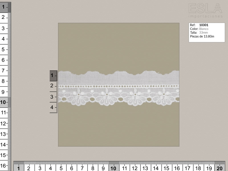 Tira bordada, Blanco, Ref 10301
