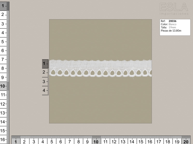 Tira bordada, Blanco, Ref 20036