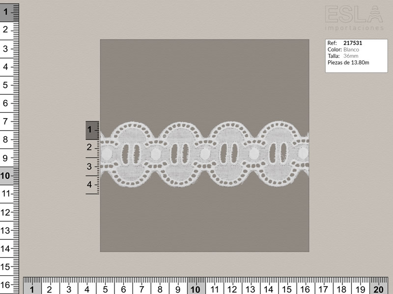 Tira bordada, Blanco, Entredos, Ref 217531