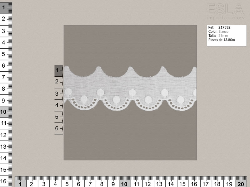 Tira bordada, Blanco, Familia 217532,  Ref 217532