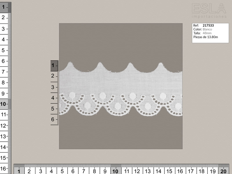 Tira bordada, Blanco, Familia 217532,  Ref 217533