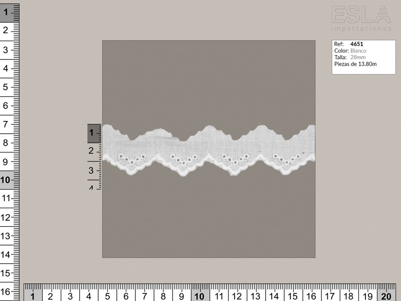 Tira bordada, Blanco, Ref 4651