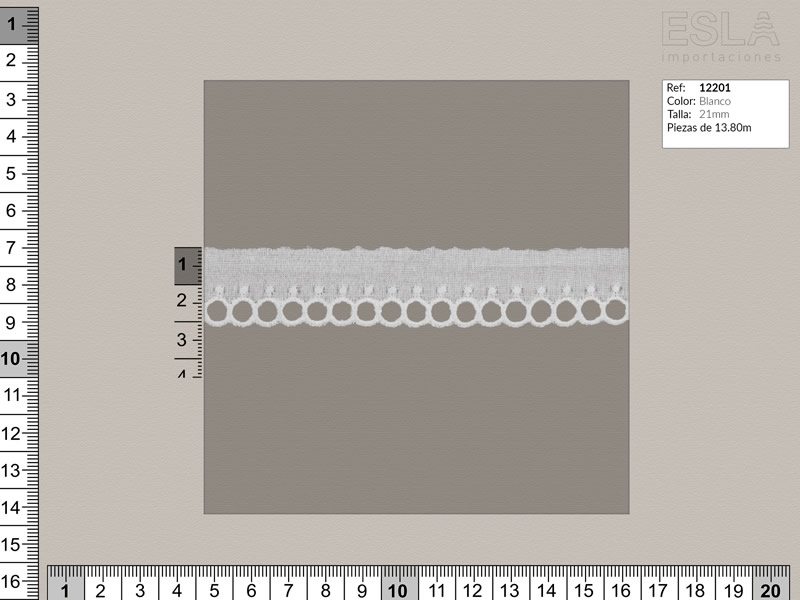 Tira bordada, Blanco, Ref 12201