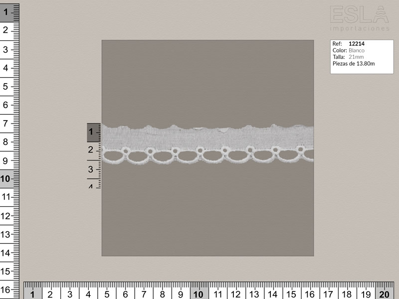 Tira bordada, Blanco, Ref 12214