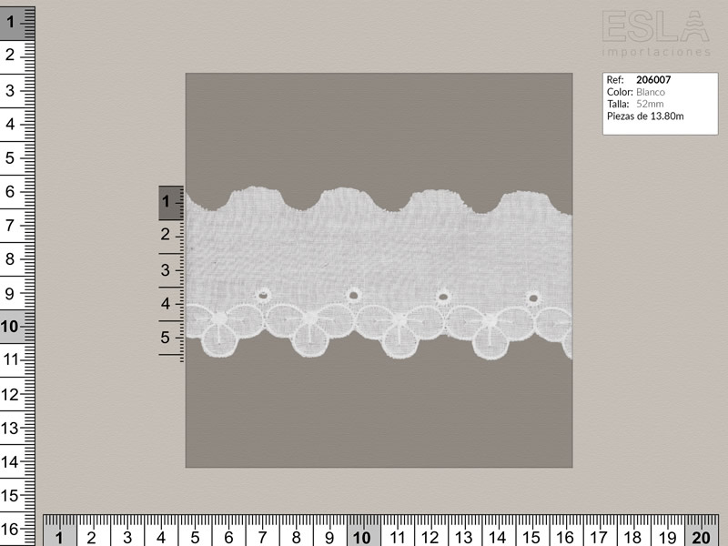 Tira bordada, Blanco, Ref 206007