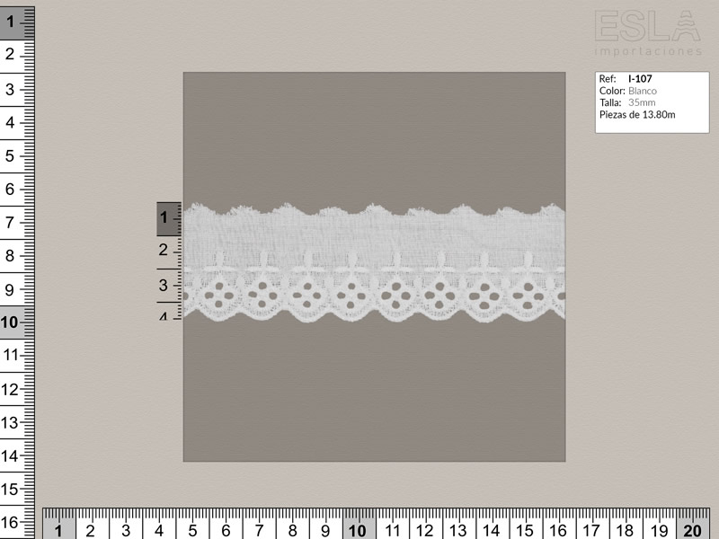 Tira bordada, Blanco, Ref I-107