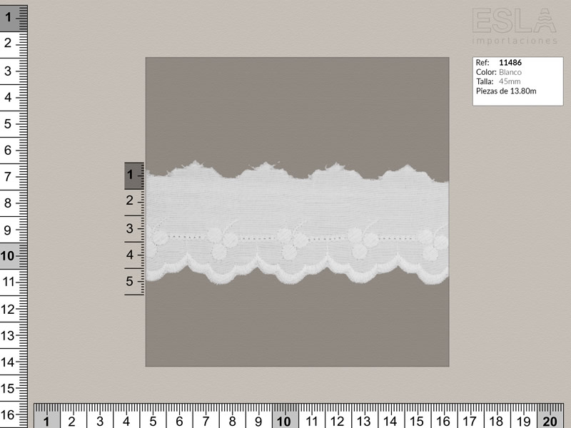 Tira bordada, Blanco, Ref 11486