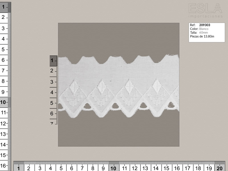 Tira bordada, Blanco, Ref 209303