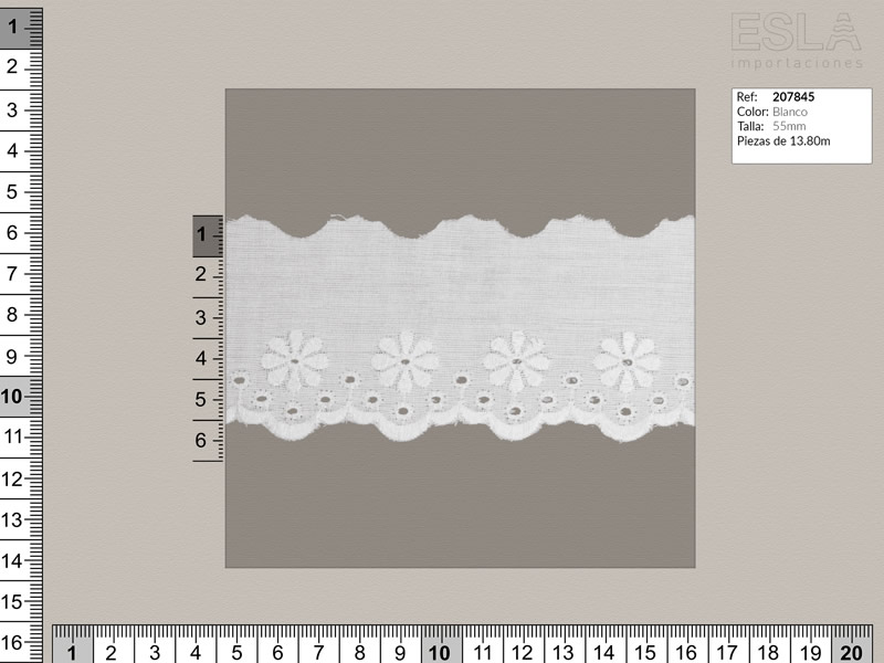 Tira bordada, Blanco, Ref 207845