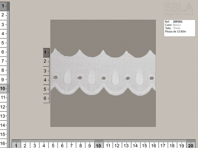 Tira bordada, Blanco, Ref 209301