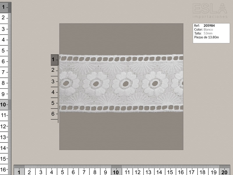Tira bordada, Blanco, Ref 205984