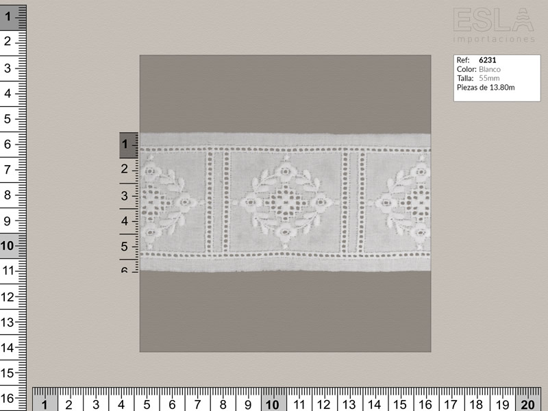 Tira bordada, Blanco, Ref 6231